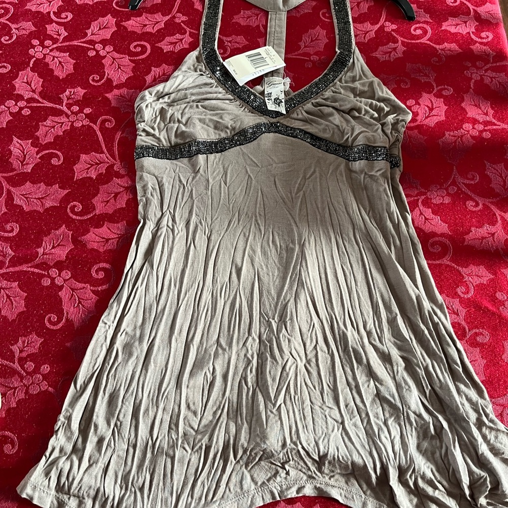 Guess Cream and Tan Tank Top with Elegant Design